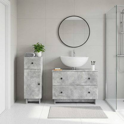 vidaXL 2 Piece Bathroom Cabinet Set EDE Concrete Grey Engineered Wood