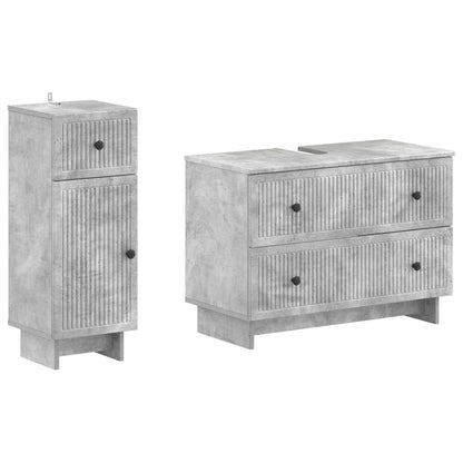 vidaXL 2 Piece Bathroom Cabinet Set EDE Concrete Grey Engineered Wood