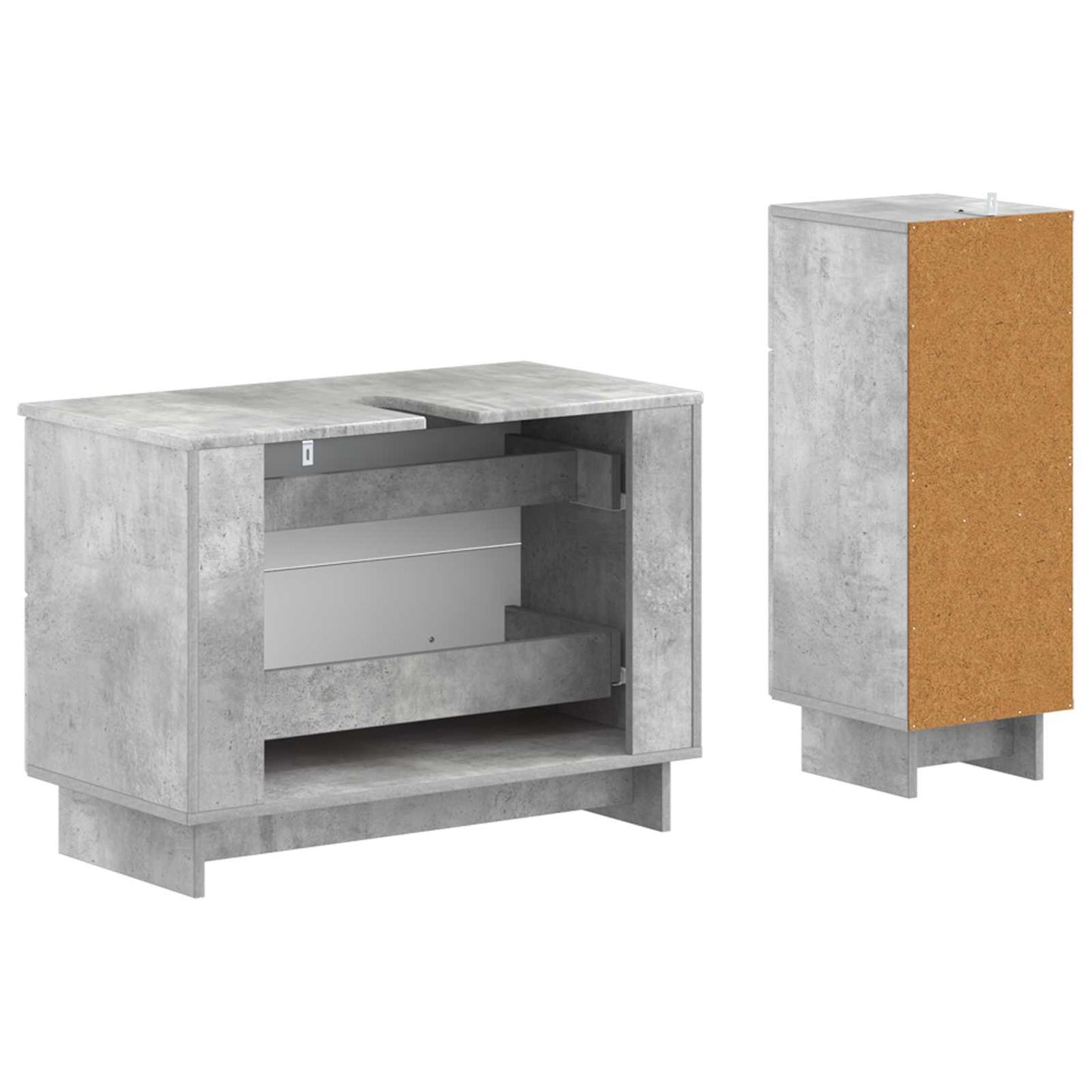 vidaXL 2 Piece Bathroom Cabinet Set EDE Concrete Grey Engineered Wood