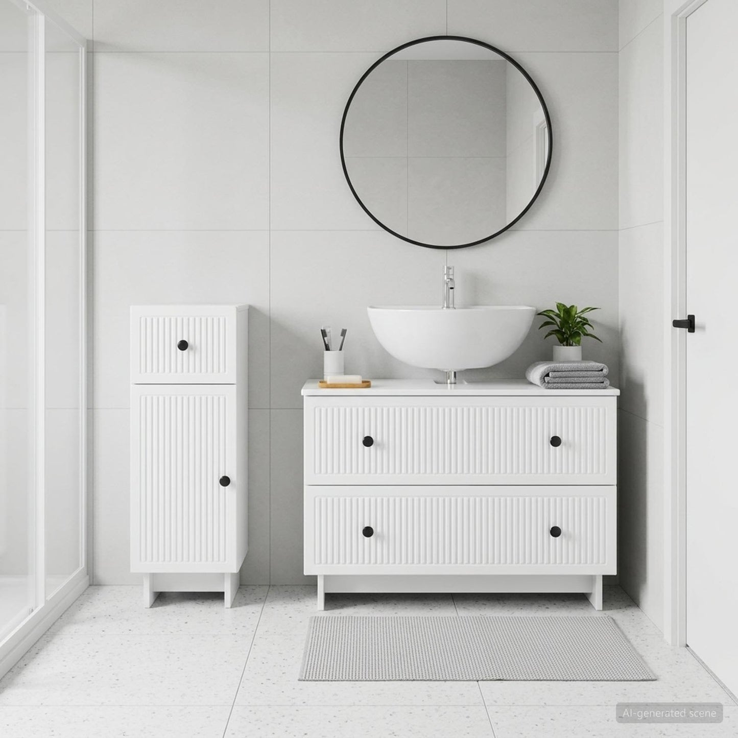vidaXL 2 Piece Bathroom Cabinet Set EDE High Gloss White