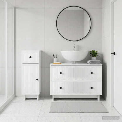 vidaXL 2 Piece Bathroom Cabinet Set EDE High Gloss White