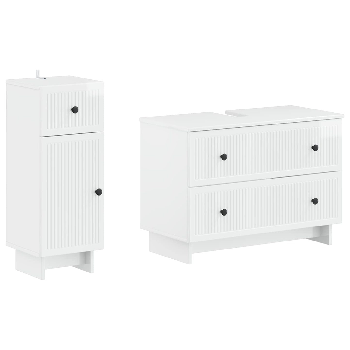 vidaXL 2 Piece Bathroom Cabinet Set EDE High Gloss White