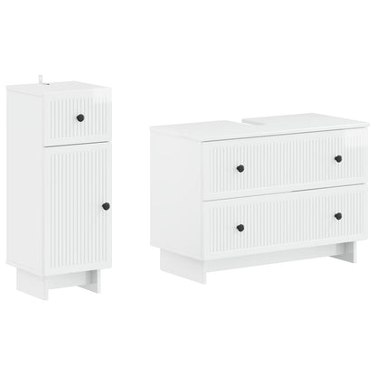 vidaXL 2 Piece Bathroom Cabinet Set EDE High Gloss White