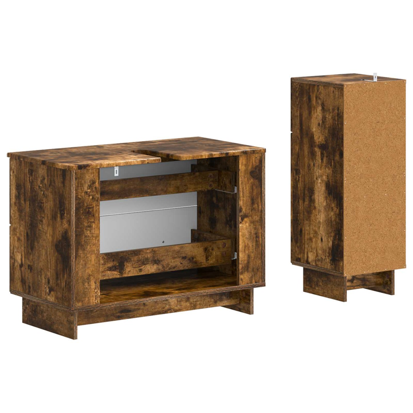 vidaXL 2 Piece Bathroom Cabinet Set EDE Smoked Oak Engineered Wood