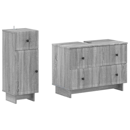 vidaXL 2 Piece Bathroom Cabinet Set EDE Grey Sonoma Engineered Wood