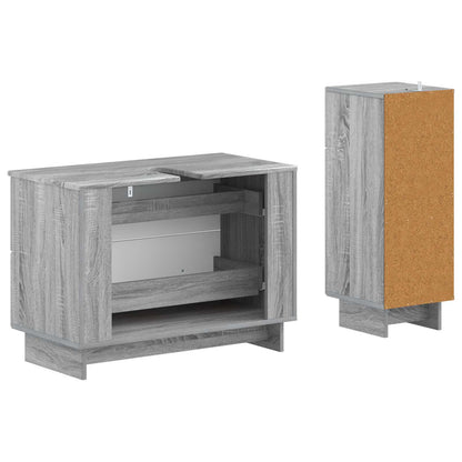 vidaXL 2 Piece Bathroom Cabinet Set EDE Grey Sonoma Engineered Wood