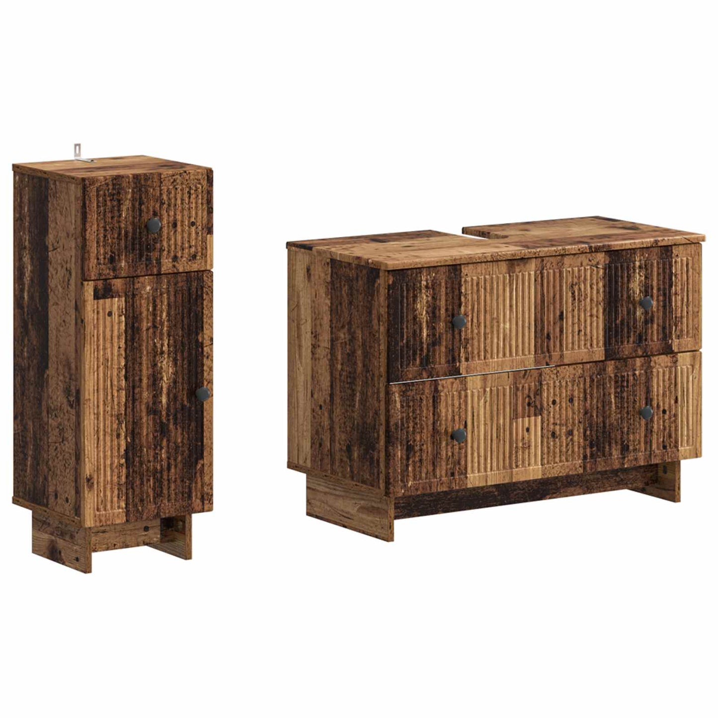vidaXL 2 Piece Bathroom Cabinet Set EDE Old Wood Engineered Wood