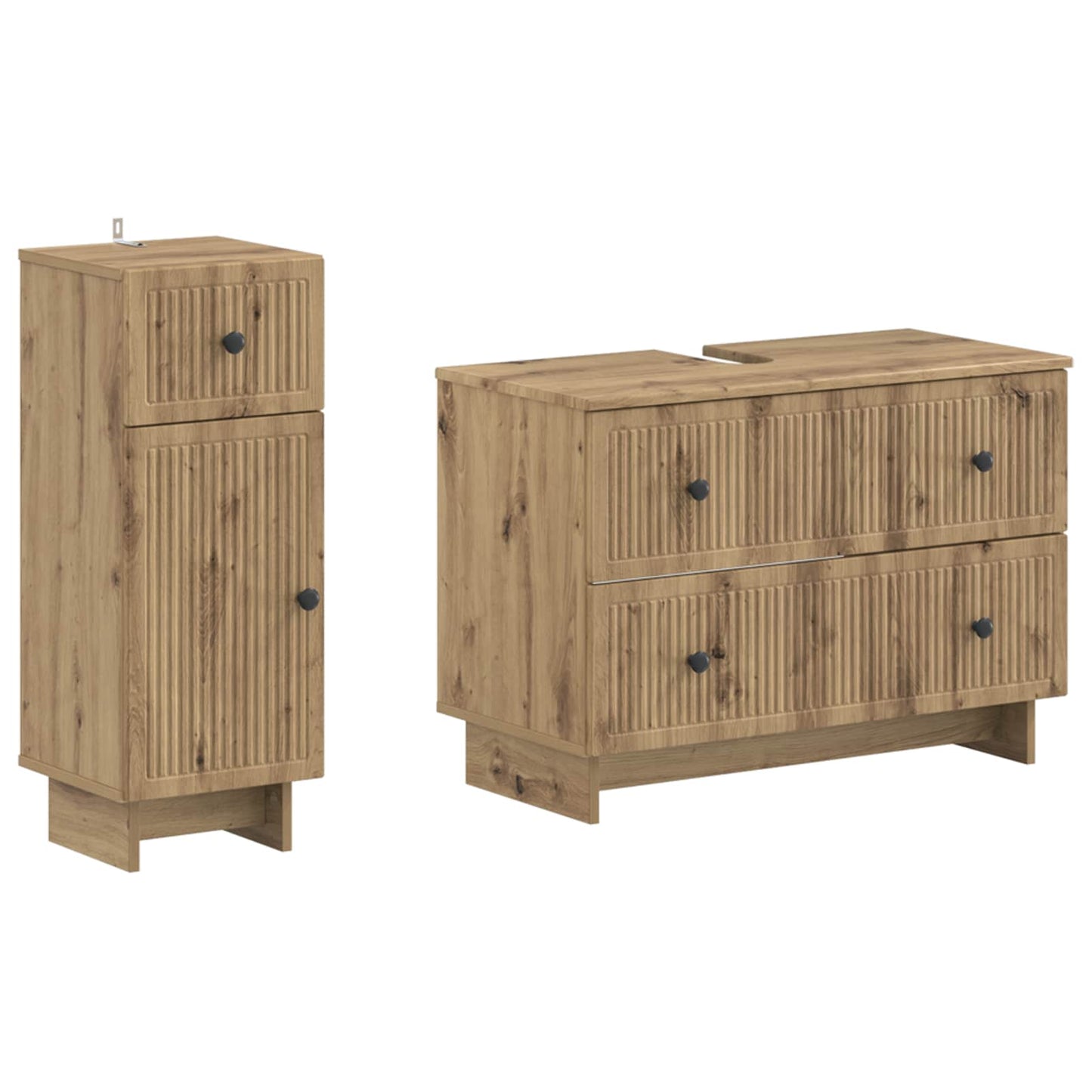 vidaXL 2 Piece Bathroom Cabinet Set EDE Artisan Oak Engineered Wood