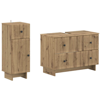 vidaXL 2 Piece Bathroom Cabinet Set EDE Artisan Oak Engineered Wood
