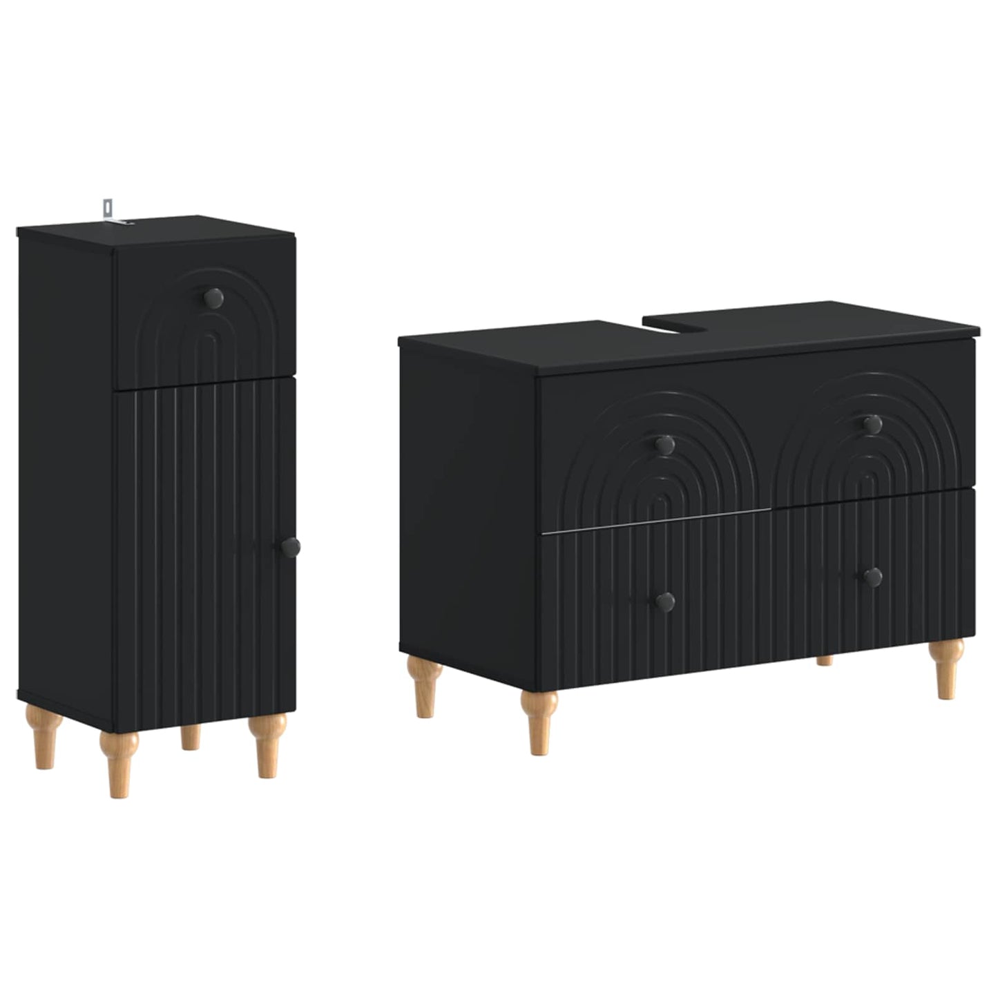 vidaXL 2 Piece Bathroom Cabinet Set ALKMAAR Black Engineered Wood