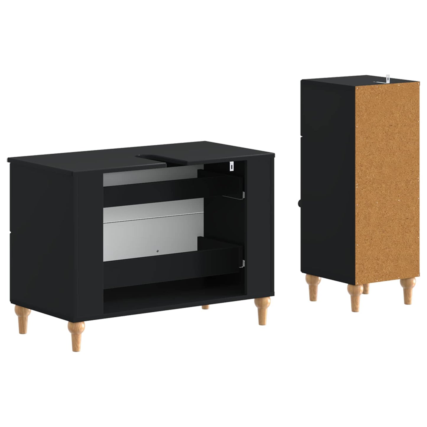vidaXL 2 Piece Bathroom Cabinet Set ALKMAAR Black Engineered Wood