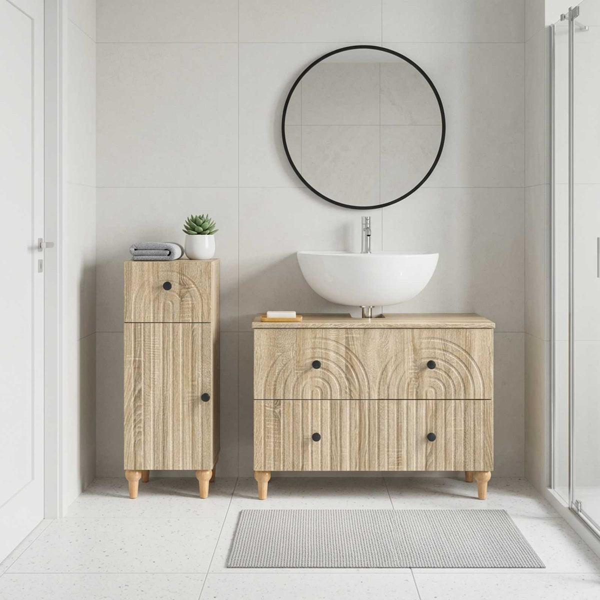 vidaXL 2 Piece Bathroom Cabinet Set ALKMAAR Sonoma Oak Engineered Wood
