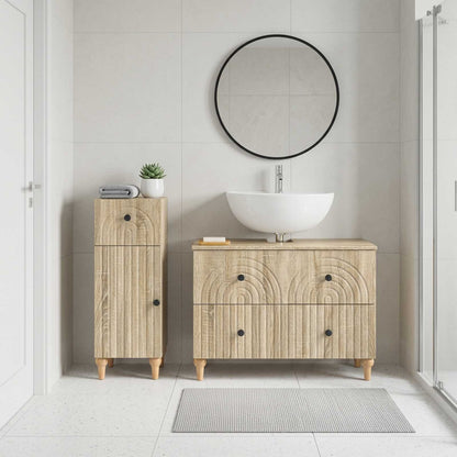 vidaXL 2 Piece Bathroom Cabinet Set ALKMAAR Sonoma Oak Engineered Wood