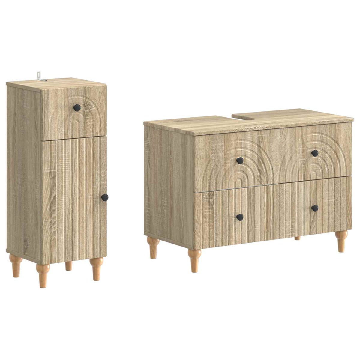 vidaXL 2 Piece Bathroom Cabinet Set ALKMAAR Sonoma Oak Engineered Wood