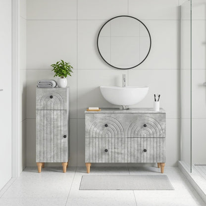vidaXL 2 Piece Bathroom Cabinet Set ALKMAAR Concrete Grey