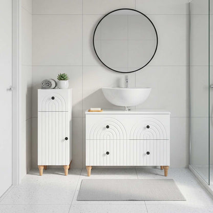 vidaXL 2 Piece Bathroom Cabinet Set ALKMAAR High Gloss White