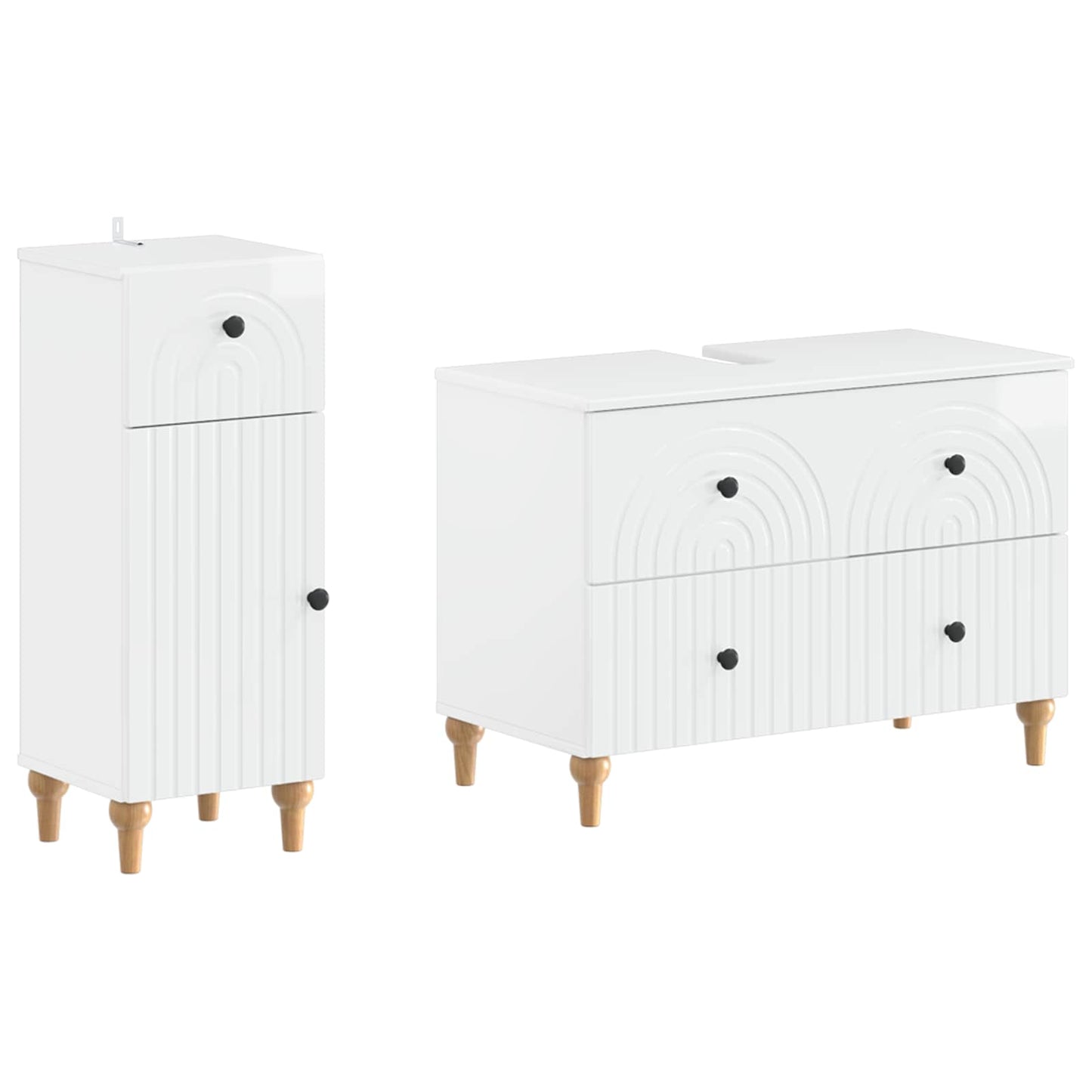 vidaXL 2 Piece Bathroom Cabinet Set ALKMAAR High Gloss White
