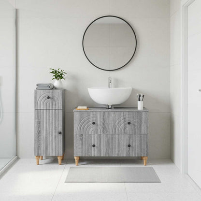 vidaXL 2 Piece Bathroom Cabinet Set ALKMAAR Grey Sonoma