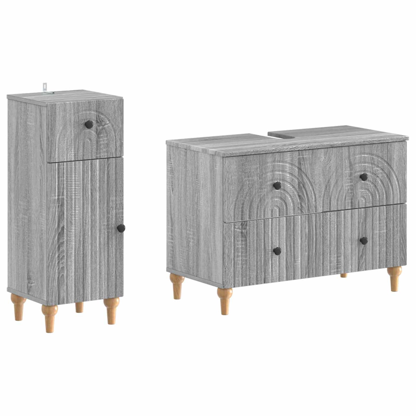 vidaXL 2 Piece Bathroom Cabinet Set ALKMAAR Grey Sonoma
