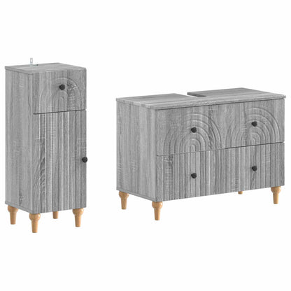 vidaXL 2 Piece Bathroom Cabinet Set ALKMAAR Grey Sonoma