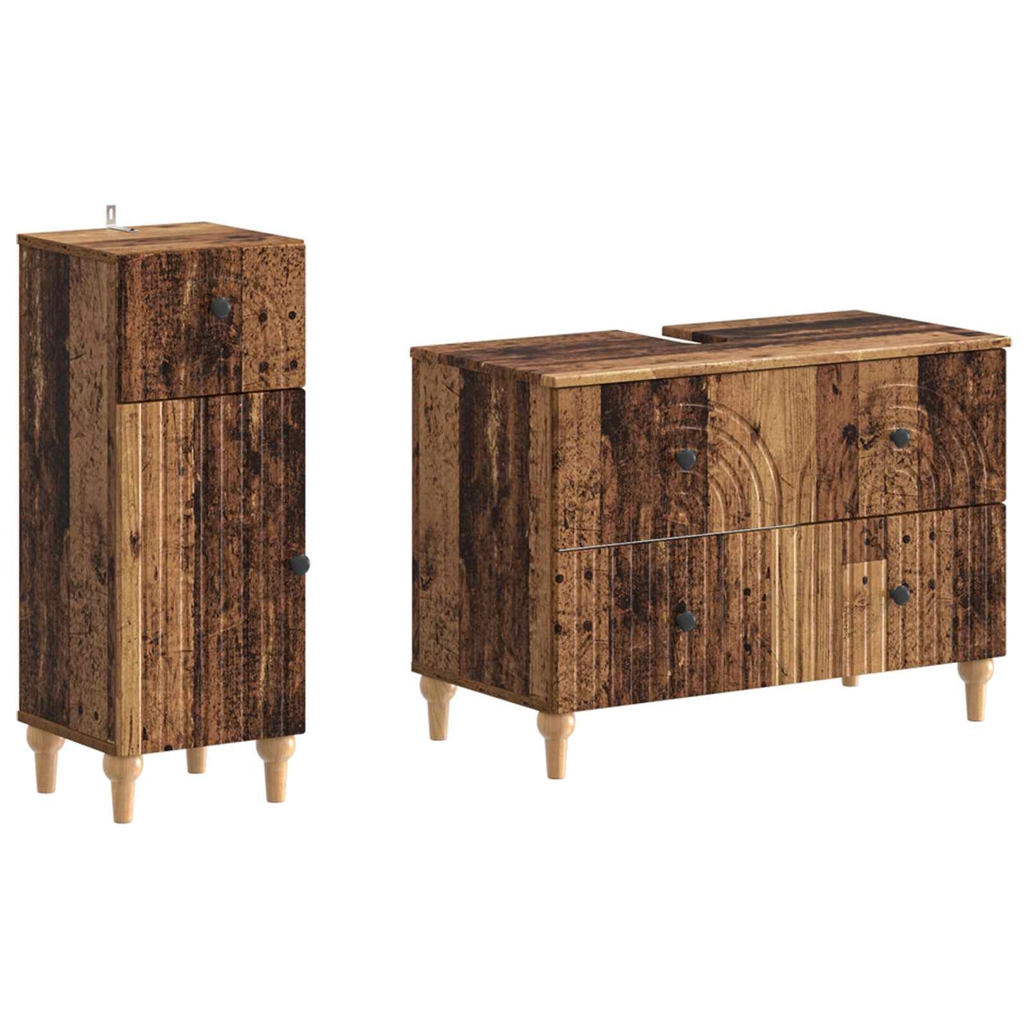 vidaXL 2 Piece Bathroom Cabinet Set ALKMAAR Old Wood Engineered Wood