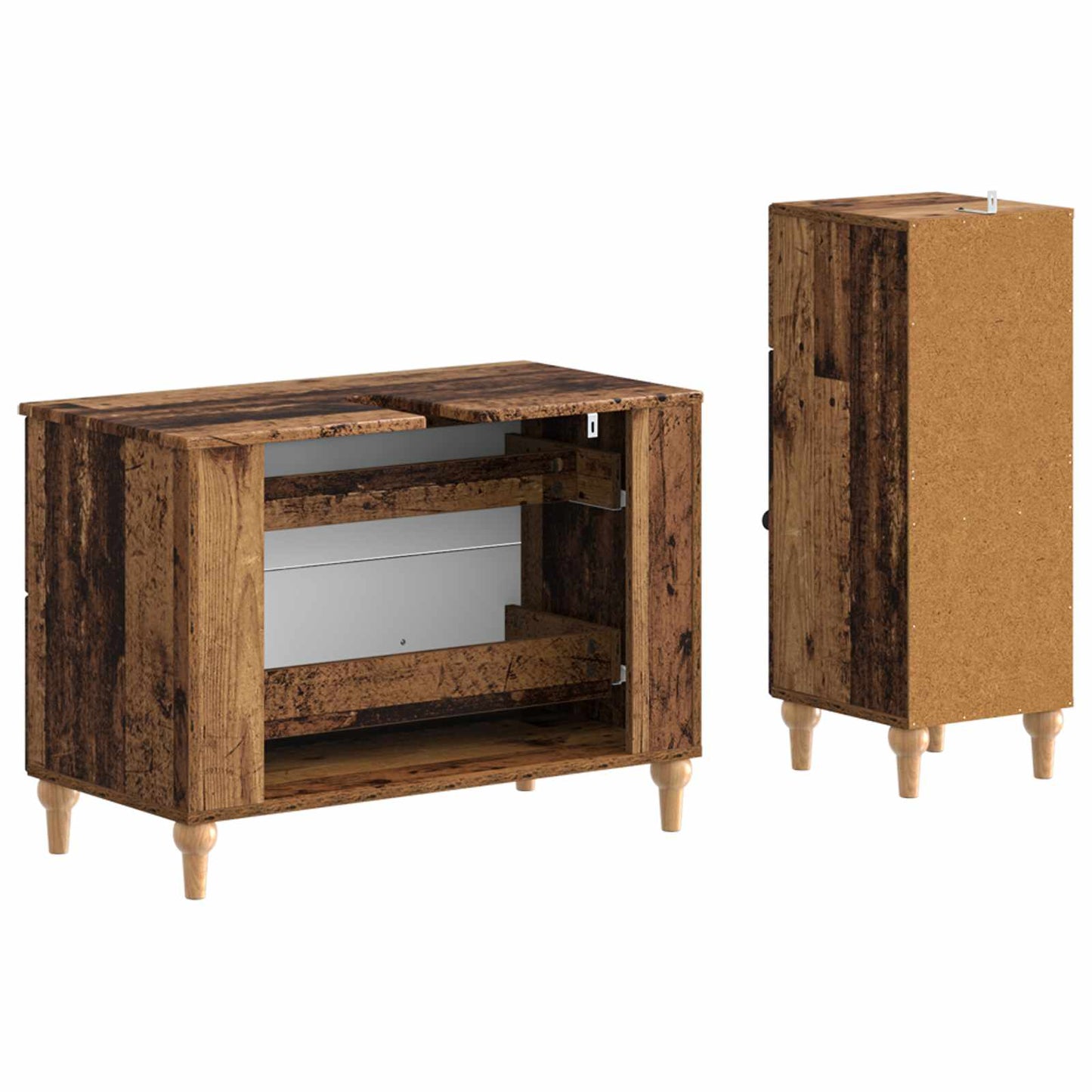 vidaXL 2 Piece Bathroom Cabinet Set ALKMAAR Old Wood Engineered Wood