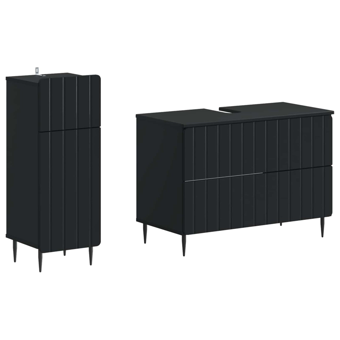 vidaXL 2 Piece Bathroom Cabinet Set ZWOLLE Black Engineered Wood