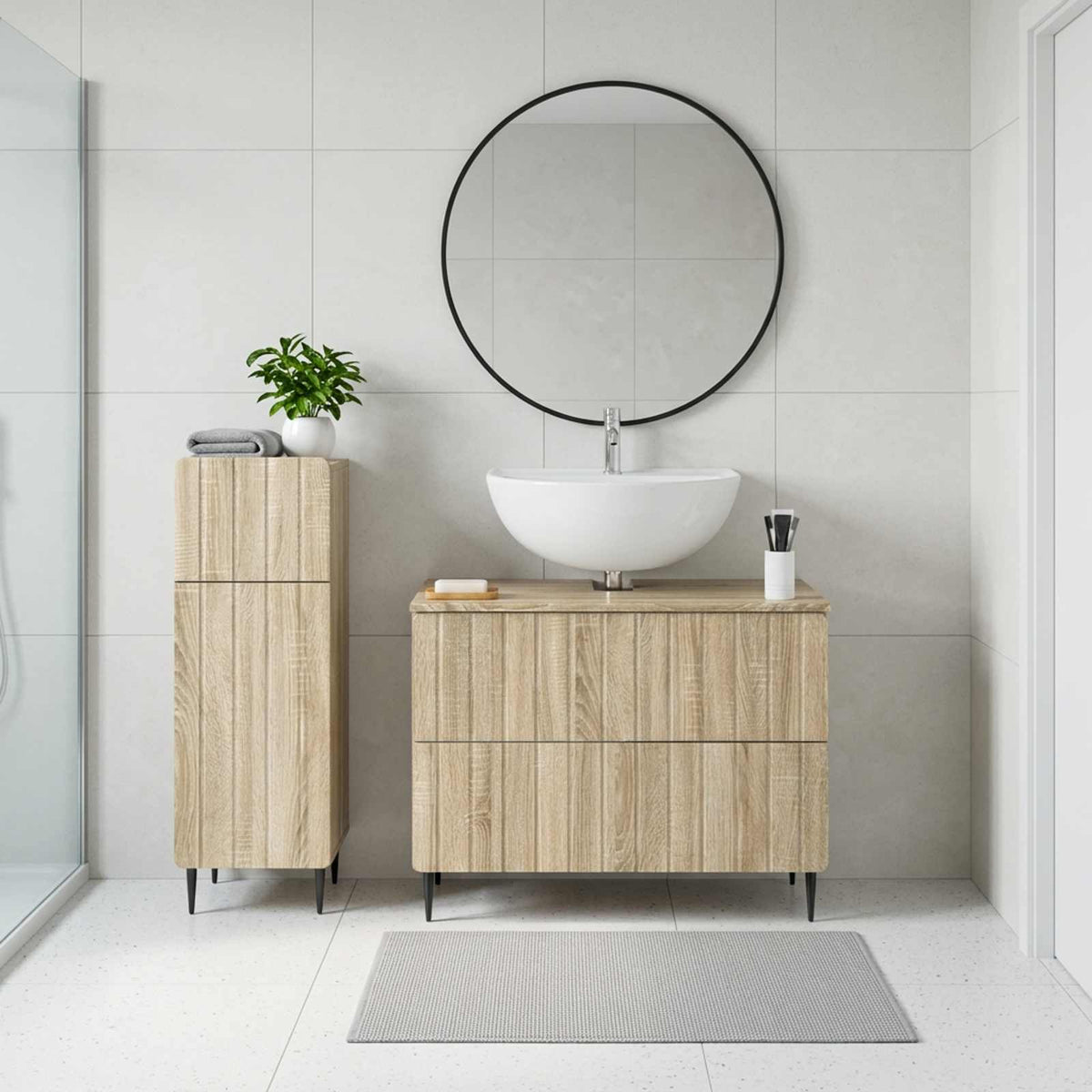 vidaXL 2 Piece Bathroom Cabinet Set ZWOLLE Sonoma Oak Engineered Wood