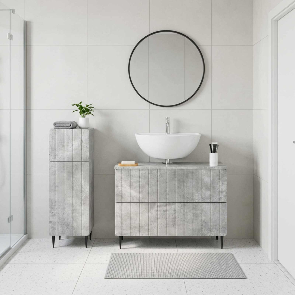 vidaXL 2 Piece Bathroom Cabinet Set ZWOLLE Concrete Grey