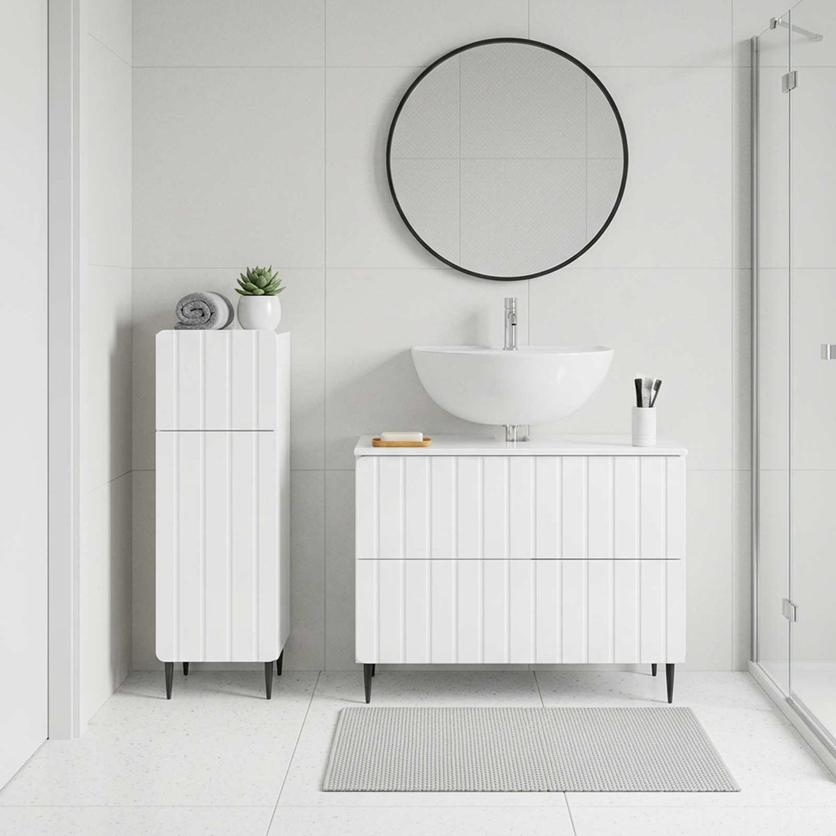 vidaXL 2 Piece Bathroom Cabinet Set ZWOLLE High Gloss White
