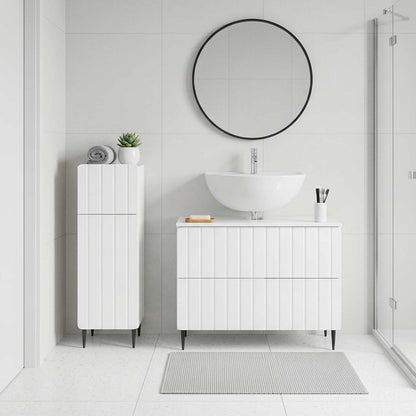 vidaXL 2 Piece Bathroom Cabinet Set ZWOLLE High Gloss White
