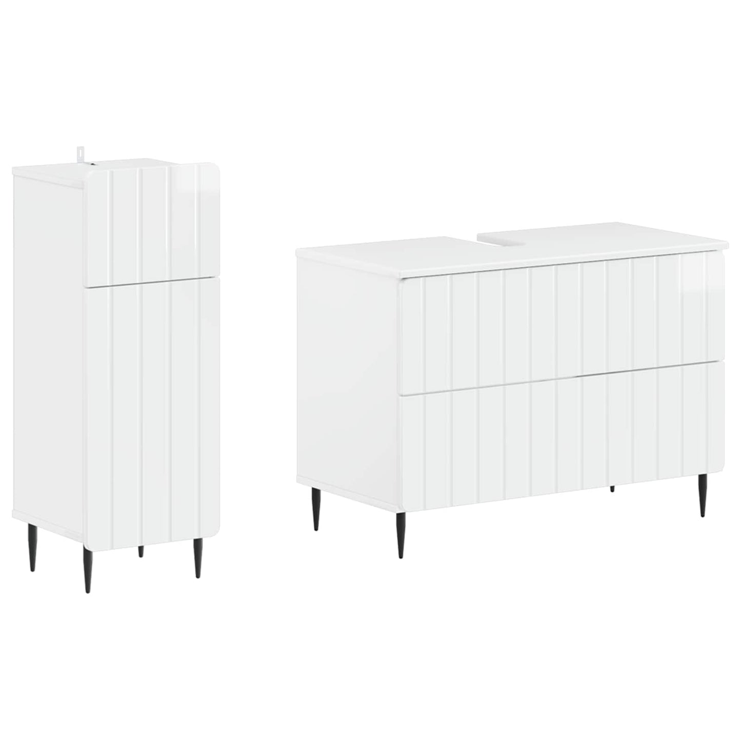 vidaXL 2 Piece Bathroom Cabinet Set ZWOLLE High Gloss White
