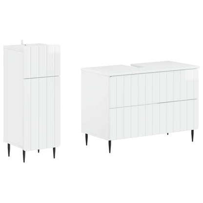 vidaXL 2 Piece Bathroom Cabinet Set ZWOLLE High Gloss White
