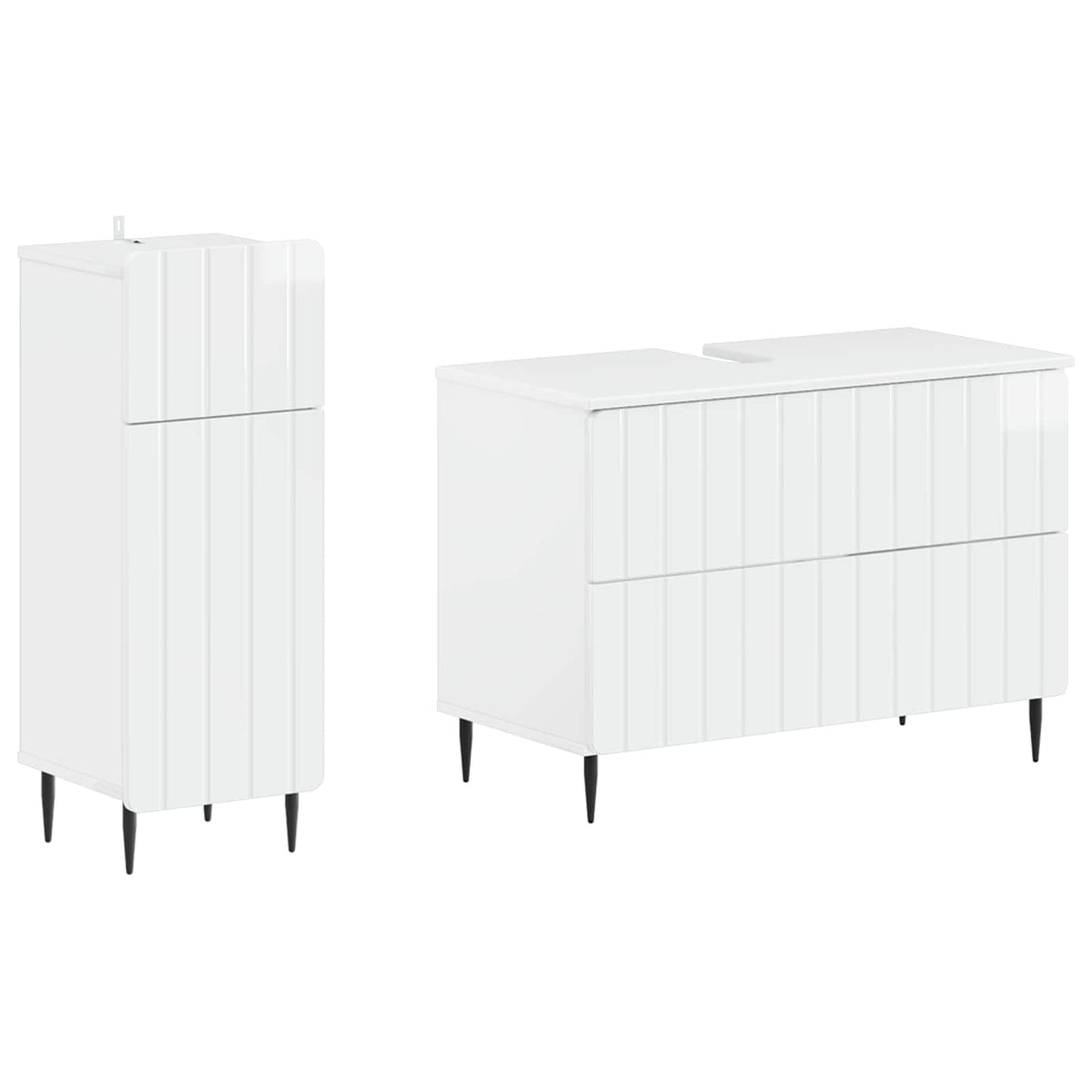 vidaXL 2 Piece Bathroom Cabinet Set ZWOLLE High Gloss White