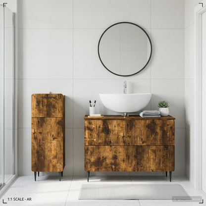 vidaXL 2 Piece Bathroom Cabinet Set ZWOLLE Smoked Oak Engineered Wood