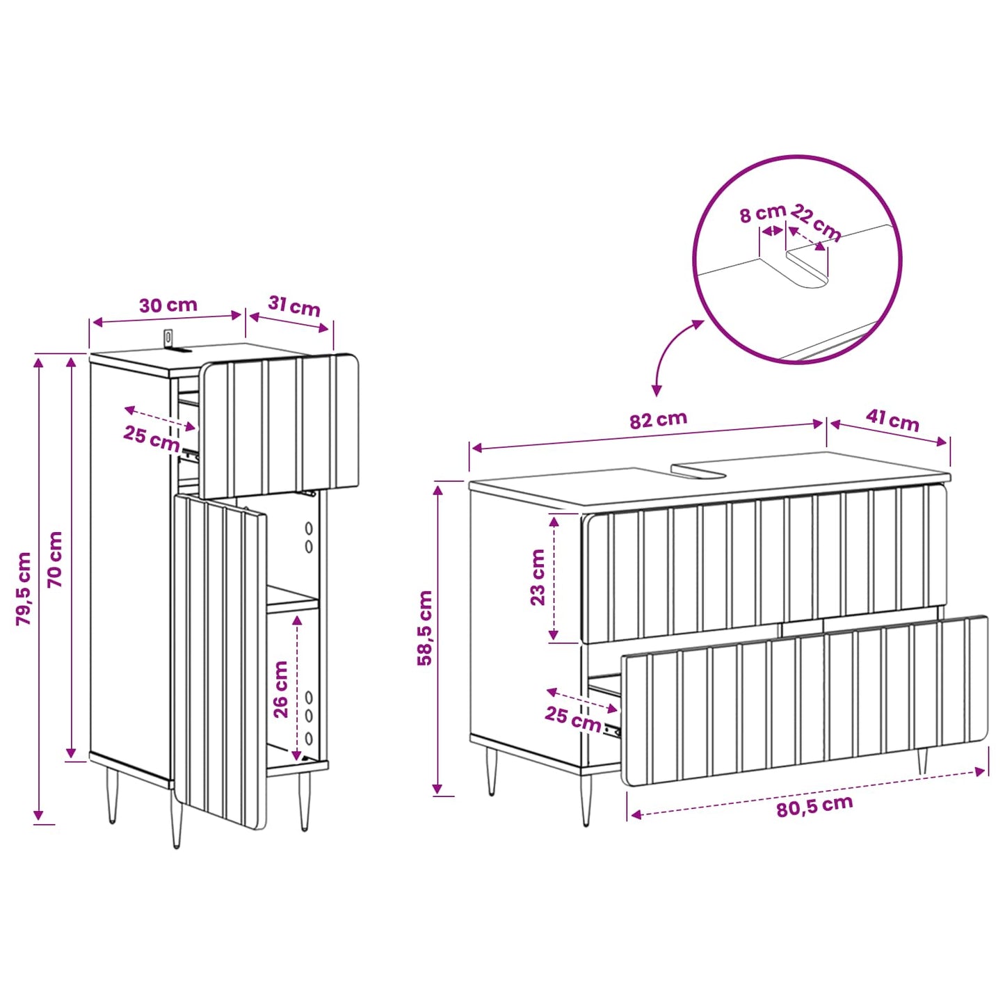 vidaXL 2 Piece Bathroom Cabinet Set ZWOLLE Smoked Oak Engineered Wood