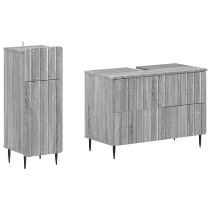 vidaXL 2 Piece Bathroom Cabinet Set ZWOLLE Grey Sonoma Engineered Wood