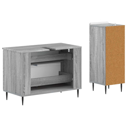 vidaXL 2 Piece Bathroom Cabinet Set ZWOLLE Grey Sonoma Engineered Wood