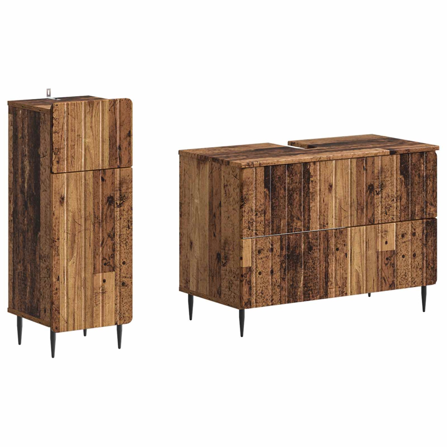 vidaXL 2 Piece Bathroom Cabinet Set ZWOLLE Old Wood Engineered Wood