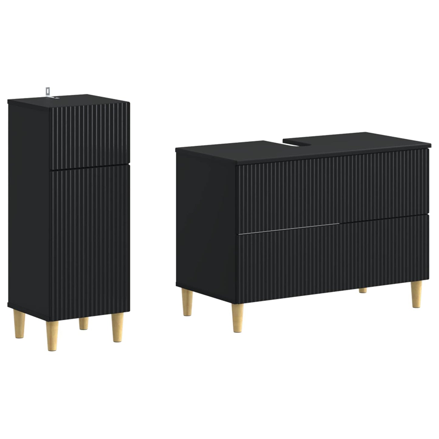vidaXL 2 Piece Bathroom Cabinet Set ARNHEM Black Engineered Wood