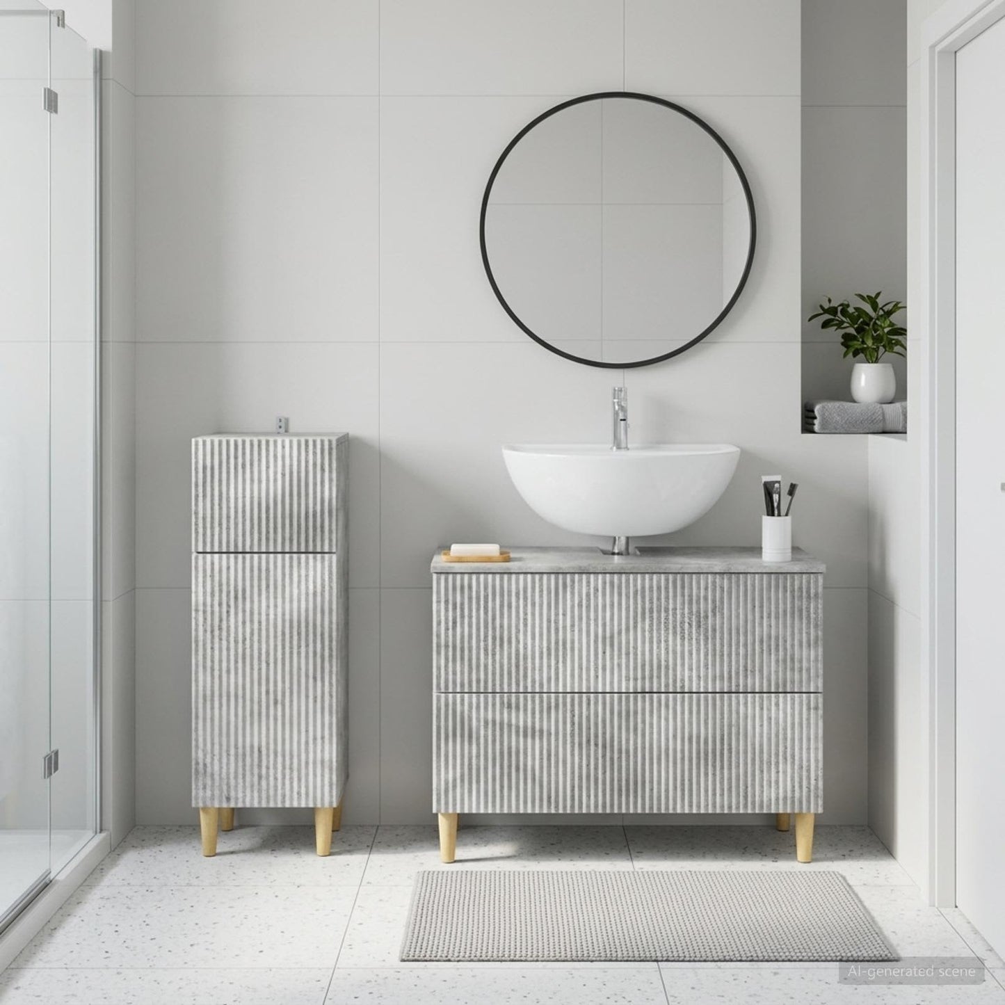 vidaXL 2 Piece Bathroom Cabinet Set ARNHEM Concrete Grey