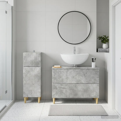 vidaXL 2 Piece Bathroom Cabinet Set ARNHEM Concrete Grey