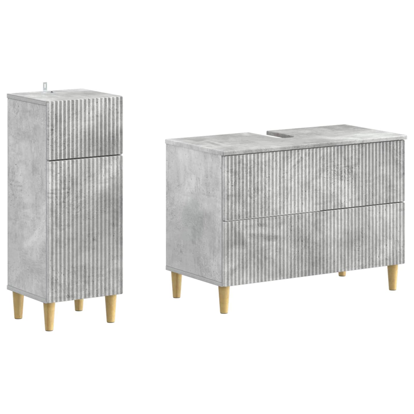 vidaXL 2 Piece Bathroom Cabinet Set ARNHEM Concrete Grey