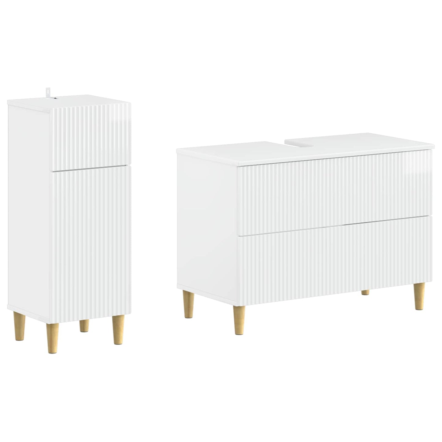 vidaXL 2 Piece Bathroom Cabinet Set ARNHEM High Gloss White
