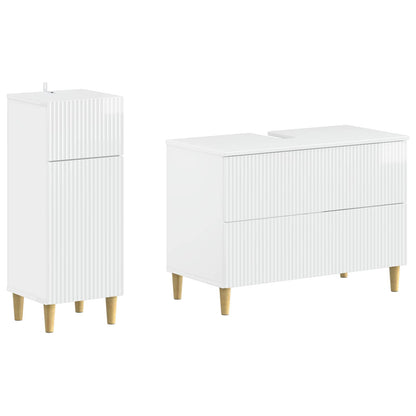 vidaXL 2 Piece Bathroom Cabinet Set ARNHEM High Gloss White