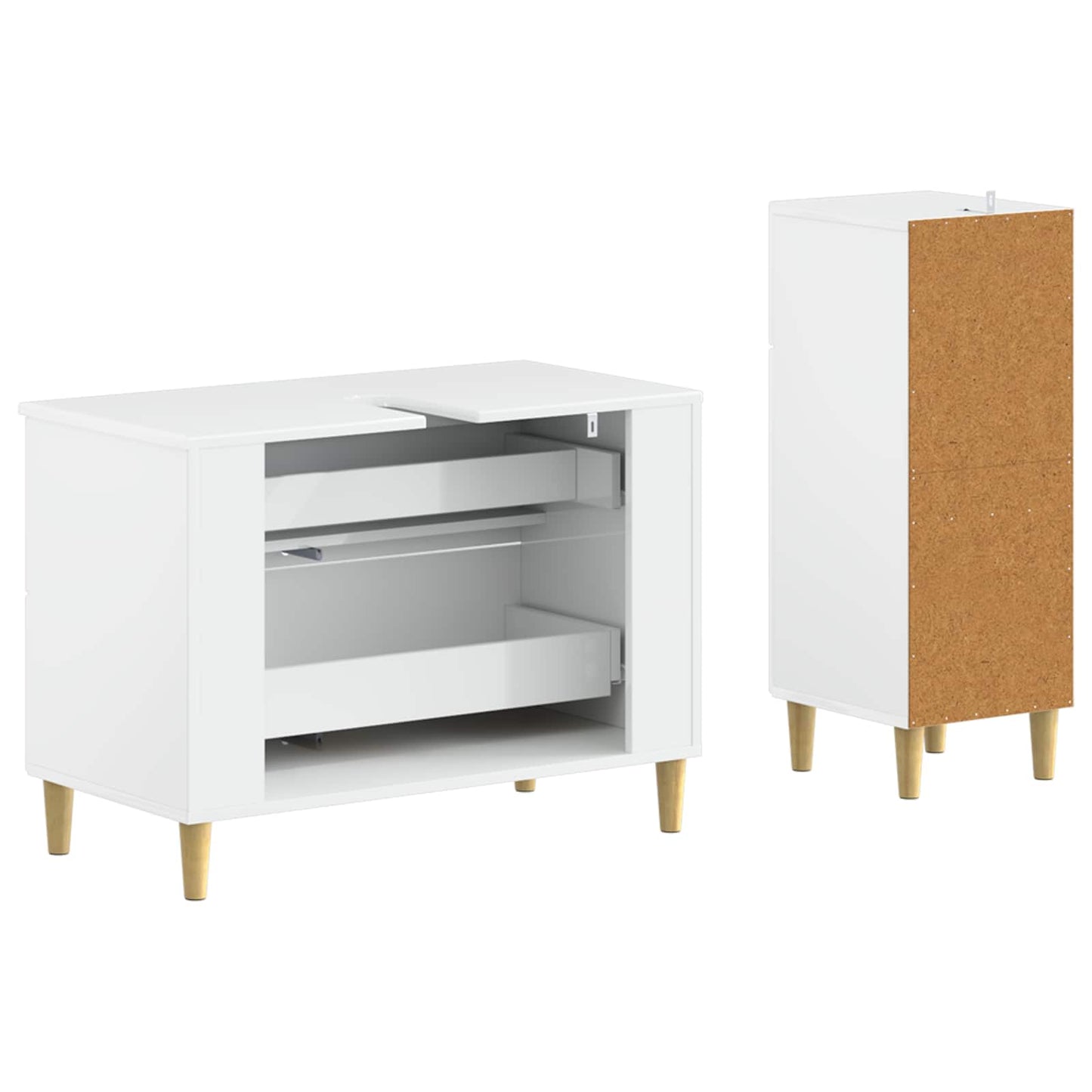 vidaXL 2 Piece Bathroom Cabinet Set ARNHEM High Gloss White