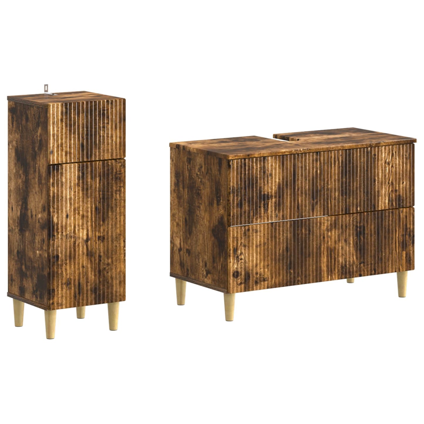 vidaXL 2 Piece Bathroom Cabinet Set ARNHEM Smoked Oak Engineered Wood