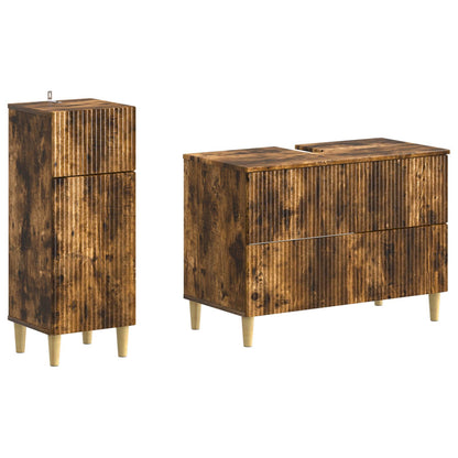 vidaXL 2 Piece Bathroom Cabinet Set ARNHEM Smoked Oak Engineered Wood