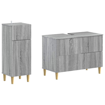vidaXL 2 Piece Bathroom Cabinet Set ARNHEM Grey Sonoma Engineered Wood