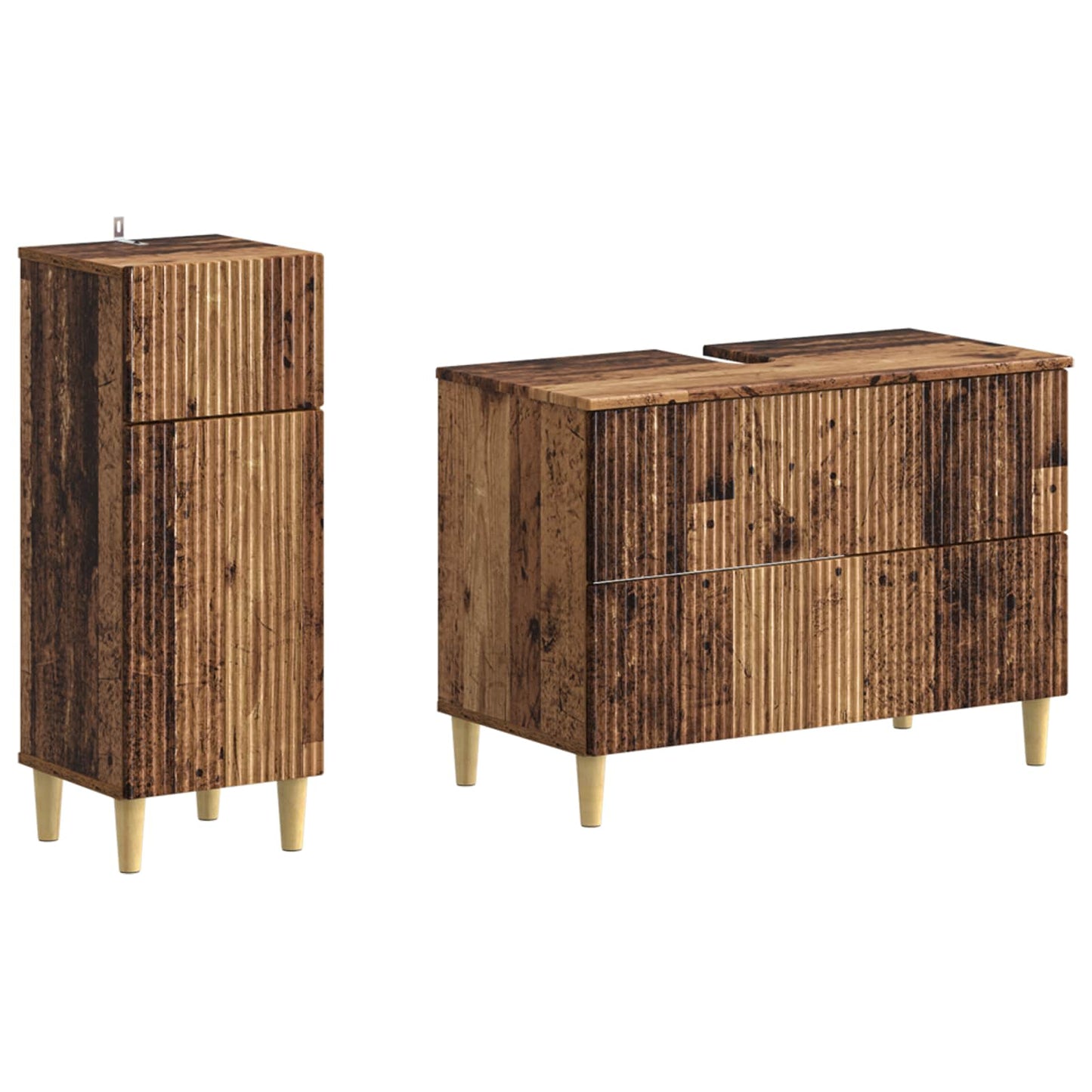 vidaXL 2 Piece Bathroom Cabinet Set ARNHEM Old Wood Engineered Wood